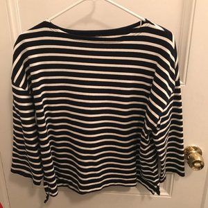Muji Navy & White Striped Boat Neck Shirt